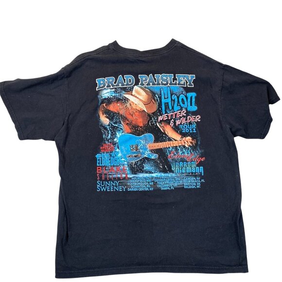 Brad Paisley Mens T-Shirt H2O Wetter & Wilder 2011 Tour Black Crewneck Casual - Picture 1 of 7